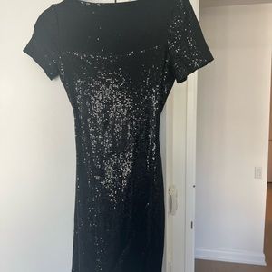 Black sequin low back dress